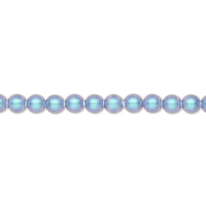 Pearl, Crystal Passions&reg;, iridescent light blue, 4mm round (5810). Sold per pkg of 100.