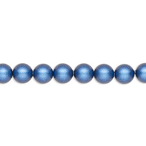 Pearl, Crystal Passions&reg;, iridescent dark blue pearl, 6mm round (5810). Sold per pkg of 50.