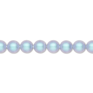 Pearl, Crystal Passions&reg;, iridescent light blue pearl, 6mm round (5810). Sold per pkg of 50.