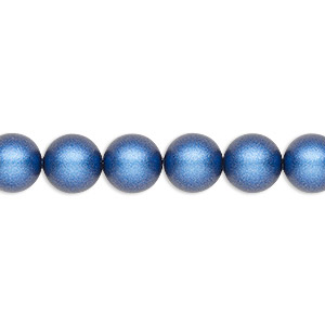 Pearl, Crystal Passions&reg;, iridescent dark blue pearl, 8mm round (5810). Sold per pkg of 50.
