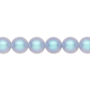 Pearl, Crystal Passions&reg;, iridescent light blue, 8mm round (5810). Sold per pkg of 50.