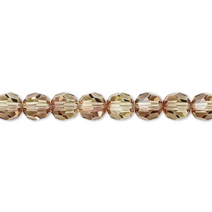 Bead, Crystal Passions&reg;, jonquil antique pink, 6mm faceted round (5000). Sold per pkg of 12.