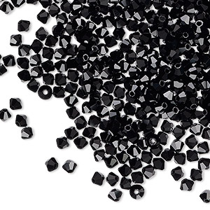 90 Czech 6x4mm Tear Drop Black Diamond Beads (40010)