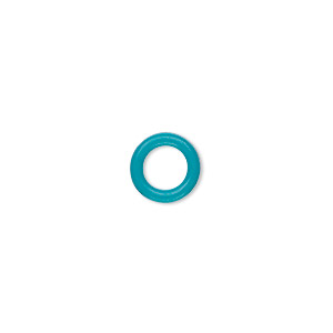 Component, Oh! Ring&#153;, silicone, turquoise blue, 10mm round with 6mm hole. Sold per pkg of 300.
