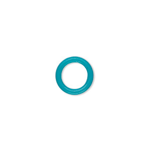 Component, Oh! Ring&#153;, silicone, turquoise blue, 12mm round with 8mm hole. Sold per pkg of 200.