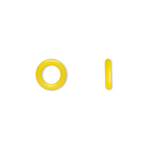 Component, Oh! Ring&#153;, silicone, daffodil yellow, 10mm round with 6mm hole. Sold per pkg of 300.