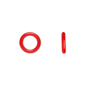 Component, Oh! Ring&#153;, silicone, red, 12mm round with 8mm hole. Sold per pkg of 200.