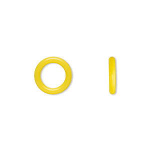 Component, Oh! Ring&#153;, silicone, daffodil yellow, 12mm round with 8mm hole. Sold per pkg of 200.