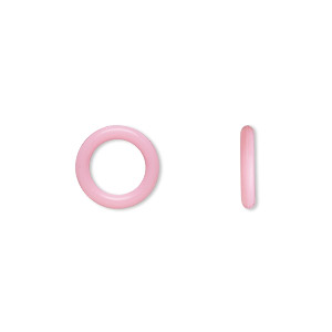 Component, Oh! Ring&#153;, silicone, baby pink, 12mm round with 8mm hole. Sold per pkg of 200.
