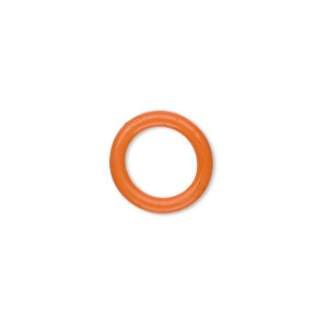 Component, Oh! Ring&#153;, silicone, orange, 15mm round with 10mm hole. Sold per pkg of 100.