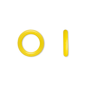 Component, Oh! Ring&#153;, silicone, daffodil yellow, 15mm round with 10mm hole. Sold per pkg of 100.