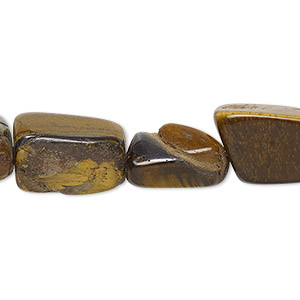Bead, tigereye (natural), small to medium flat nugget, Mohs hardness 7. Sold per 15-1/2&quot; to 16&quot; strand.
