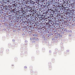 Seed bead, Miyuki, glass, opaque purple-lined luster alabaster (RR525), #11  rocaille. Sold per 25-gram pkg. - Fire Mountain Gems and Beads