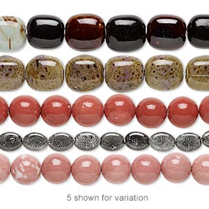 Bead mix, porcelain, multicolored, 16x10mm-42x35mm multi-shape. Sold per pkg of (5) 8-inch strands.