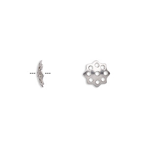 Bead cap, stainless steel, 8x2mm star with cutout design, fits 10-12mm bead. Sold per pkg of 20.