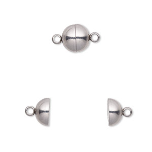 Clasp, magnetic, stainless steel, 8mm round. Sold individually.