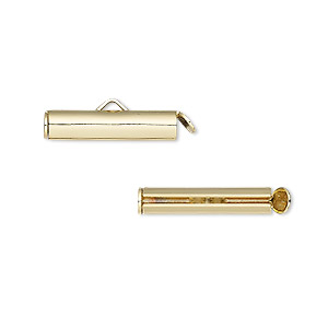 End bar, gold-finished brass, 20x4mm round tube with fold-in ends, 2.75-3mm inside diameter. Sold per pkg of 10.