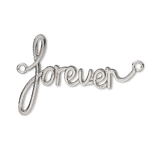 Focal, silver-plated &quot;pewter&quot; (zinc-based alloy), 39x26mm &quot;forever&quot; script. Sold individually.