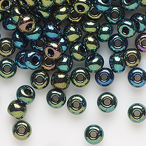 Bugle bead, Preciosa Ornela, Czech glass, opaque brown iris black, 1/4 inch  twisted. Sold per 500-gram pkg. - Fire Mountain Gems and Beads