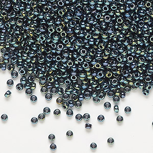 Seed bead, Miyuki, glass, opaque gunmetal, (RR451), #6 rocaille. Sold per  25-gram pkg. - Fire Mountain Gems and Beads