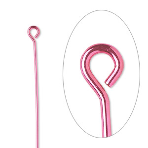 Eye pin, electro-coated brass, pink, 2 inches, 21 gauge. Sold per pkg of 10.