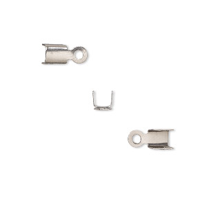 Cord end, fold-over, stainless steel, 5x4.5mm rectangle, 3.5mm inside diameter. Sold per pkg of 20.