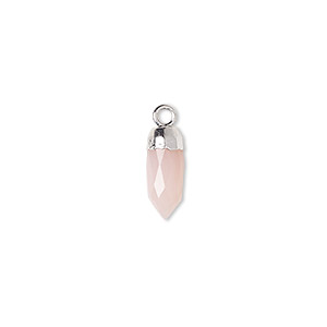 Drop, chalcedony (dyed) and silver-plated copper, pink, 12x5mm-14x6mm ...