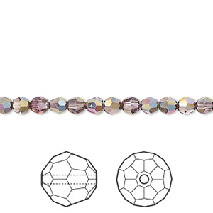 Bead, Crystal Passions&reg;, light amethyst heavy vitrail light, 4mm faceted round (5000). Sold per pkg of 12.