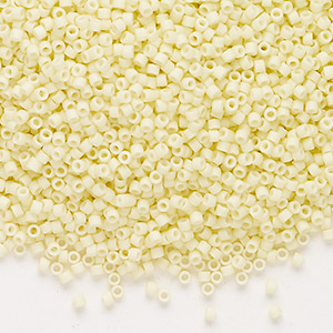 Seed bead, Delica&reg;, glass, opaque matte glazed pale yellow, (DB1511-1), #11 round. Sold per 7.5-gram pkg.