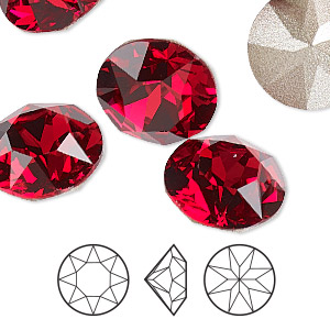 Chaton, Crystal Passions&reg;, scarlet, foil back, 8.16-8.41mm round (1088), SS39. Sold per pkg of 4.