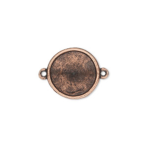 Link, Almost Instant Jewelry&reg;, antique copper-plated pewter (tin-based alloy), 17mm round with 14mm rivoli setting. Sold individually.