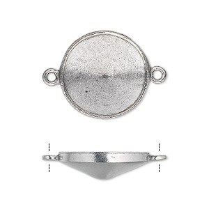 Link, Almost Instant Jewelry&reg;, antiqued pewter (tin-based alloy), 21mm round with 18mm rivoli setting. Sold individually.