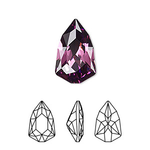 Embellishment, Crystal Passions&reg; rhinestone, amethyst, foil back, 18.7x11.8mm faceted trilliant fancy stone (4707). Sold individually.