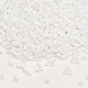 Seed bead, Delica&reg;, glass, opaque matte rainbow chalk white, (DBM0351), #10 round. Sold per 250-gram pkg.