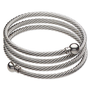 Bracelet, bangle, stainless steel, 3.5mm triple twisted cable, 6-1 