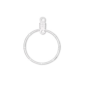 Beading hoop, silver-plated steel, 20mm notched round with closed loop. Sold per pkg of 10.