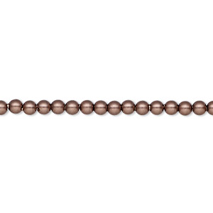 Pearl, Crystal Passions&reg;, velvet brown, 3mm round (5810). Sold per pkg of 100.