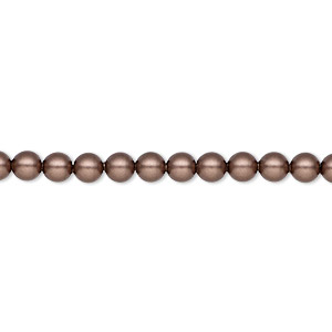 Pearl, Crystal Passions&reg;, velvet brown, 4mm round (5810). Sold per pkg of 100.