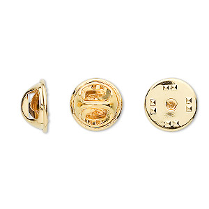Tie tac clutch, gold-plated brass, 11.5x6.5mm squeeze style. Sold per pkg of 10.