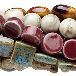 Bead mix, porcelain, multicolored, 9x8mm-28x21mm multi-shape. Sold per (10) 15&quot; to 16&quot; strands.