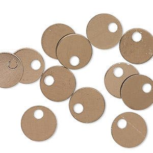 Drop, anodized aluminum, brown, 9mm double-sided flat round blank with 2mm hole, 20 gauge. Sold per pkg of 20.