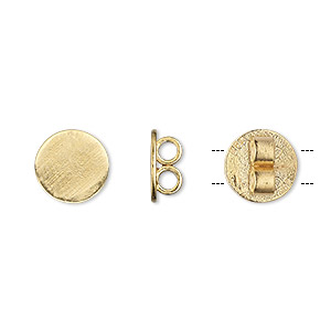 Bolo slide, JBB Findings, gold-plated brass, 10mm round, fits 2mm cord. Sold individually.