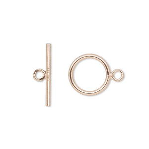 Clasp, 14Kt rose gold-filled, 11mm round toggle. Sold individually.