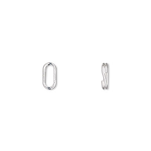 Split ring, silver-plated steel, 8x4mm oval with 6x2mm hole. Sold per pkg of 100.