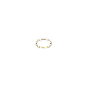 Jump ring, gold-plated brass, 8x5mm oval, 6.9x3.9mm inside diameter, 24 gauge. Sold per pkg of 100.