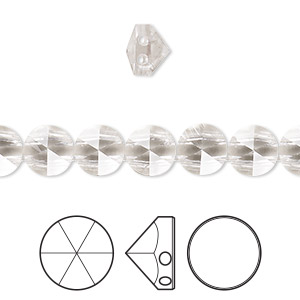 Bead, Crystal Passions&reg;, crystal clear, 7.5mm round spike with (2) 0.9mm holes (5062). Sold per pkg of 4.