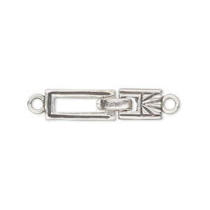 Clasp, hook-and-eye, antiqued sterling silver, 25x6.5mm rectangle. Sold individually.