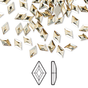 Flat back, Crystal Passions&reg; rhinestone, crystal golden shadow, foil back, 6.6x3.9mm faceted diamond (2773). Sold per pkg of 24.