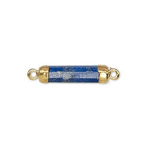 Gold-plated metal pendant set with a lapis lazuli baguet…