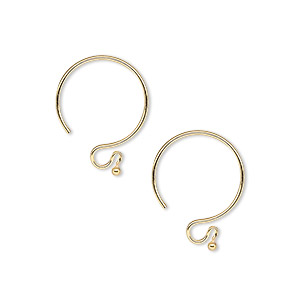 Gold Fishhook Ear Wires with Ball, 14K Plated